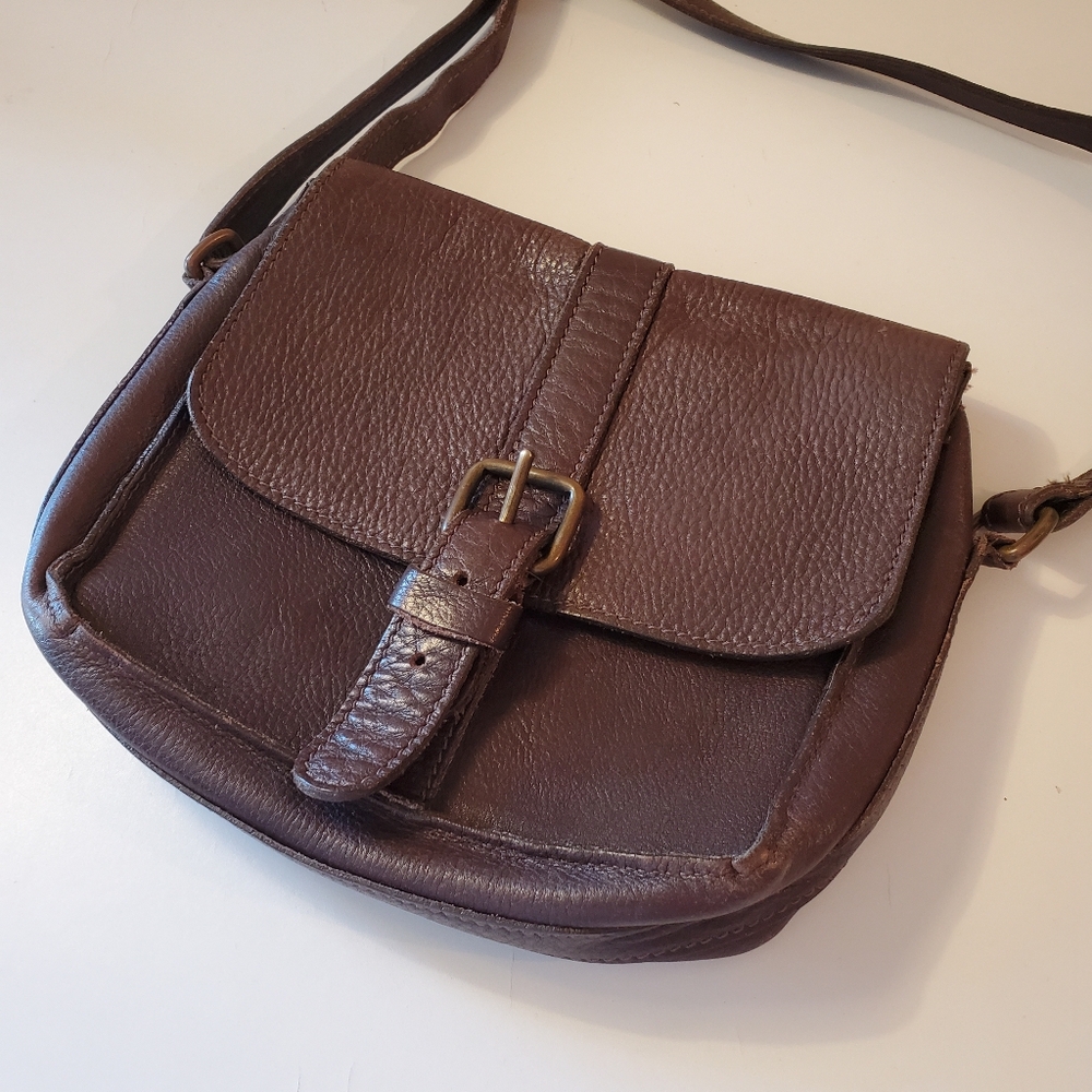 Roots Canada Chocolate Brown Leather Bag